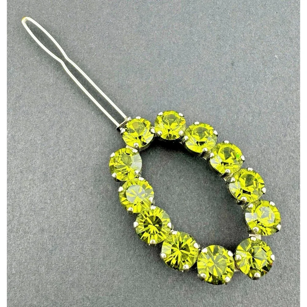 Kate Spade Hair Clip Green Crystal Peridot Rhinestone Made Italy Designer